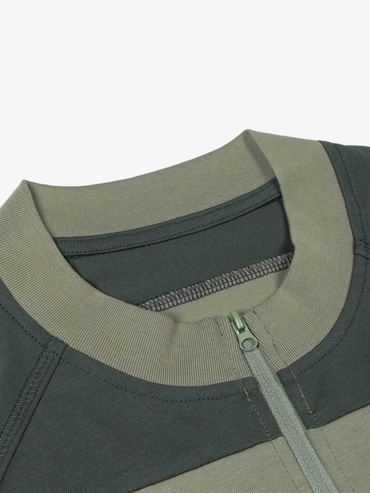 Quick-Dry Contrast Color Quarter Zip Up T-shirt 