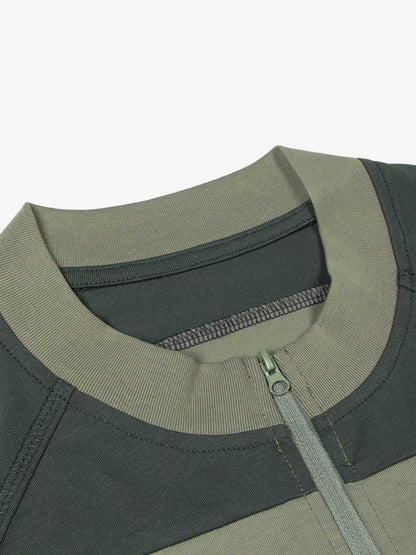 Quick-Dry Contrast Color Quarter Zip Up T-shirt 