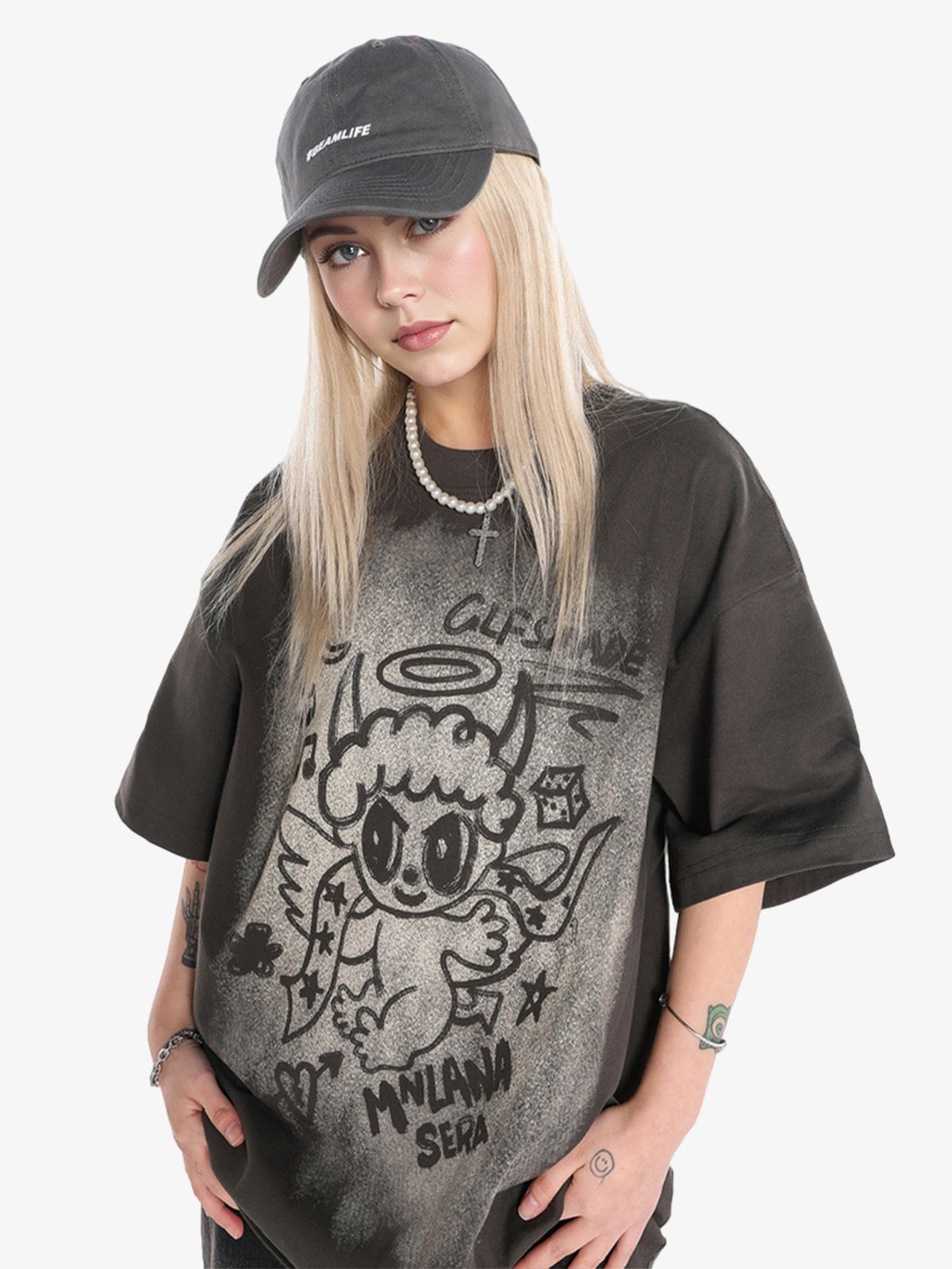Oversized Angel Graphic T-Shirt 
