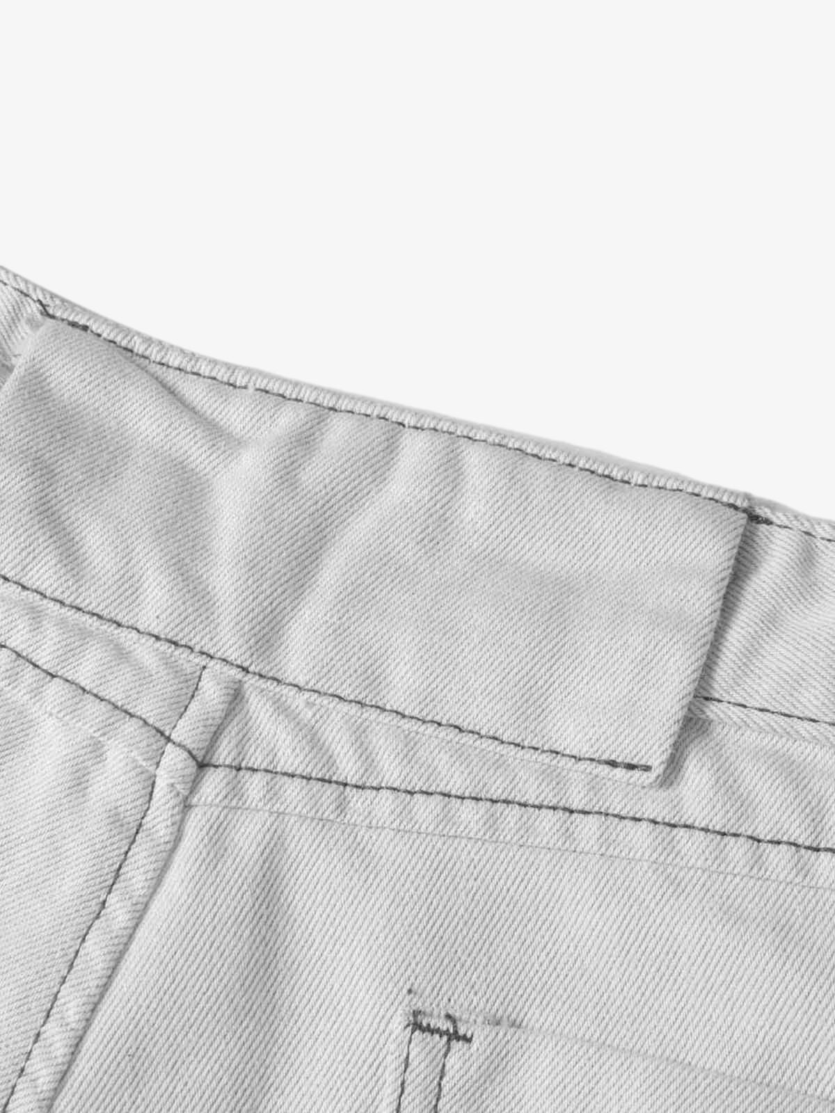 Deconstructed Split Contrast Stitching Scimitar Jorts 