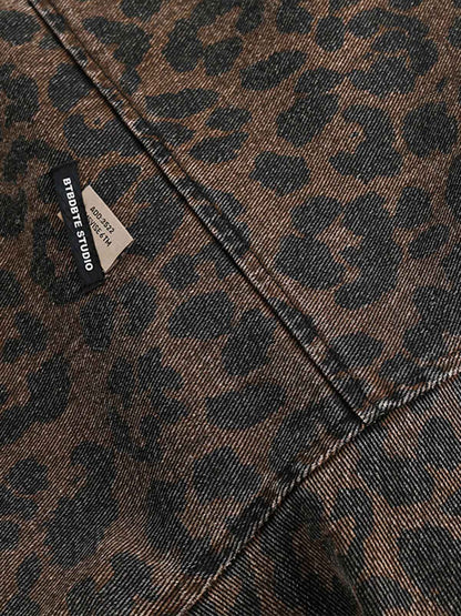 Vintage Washed Cheetah Denim Jacket 