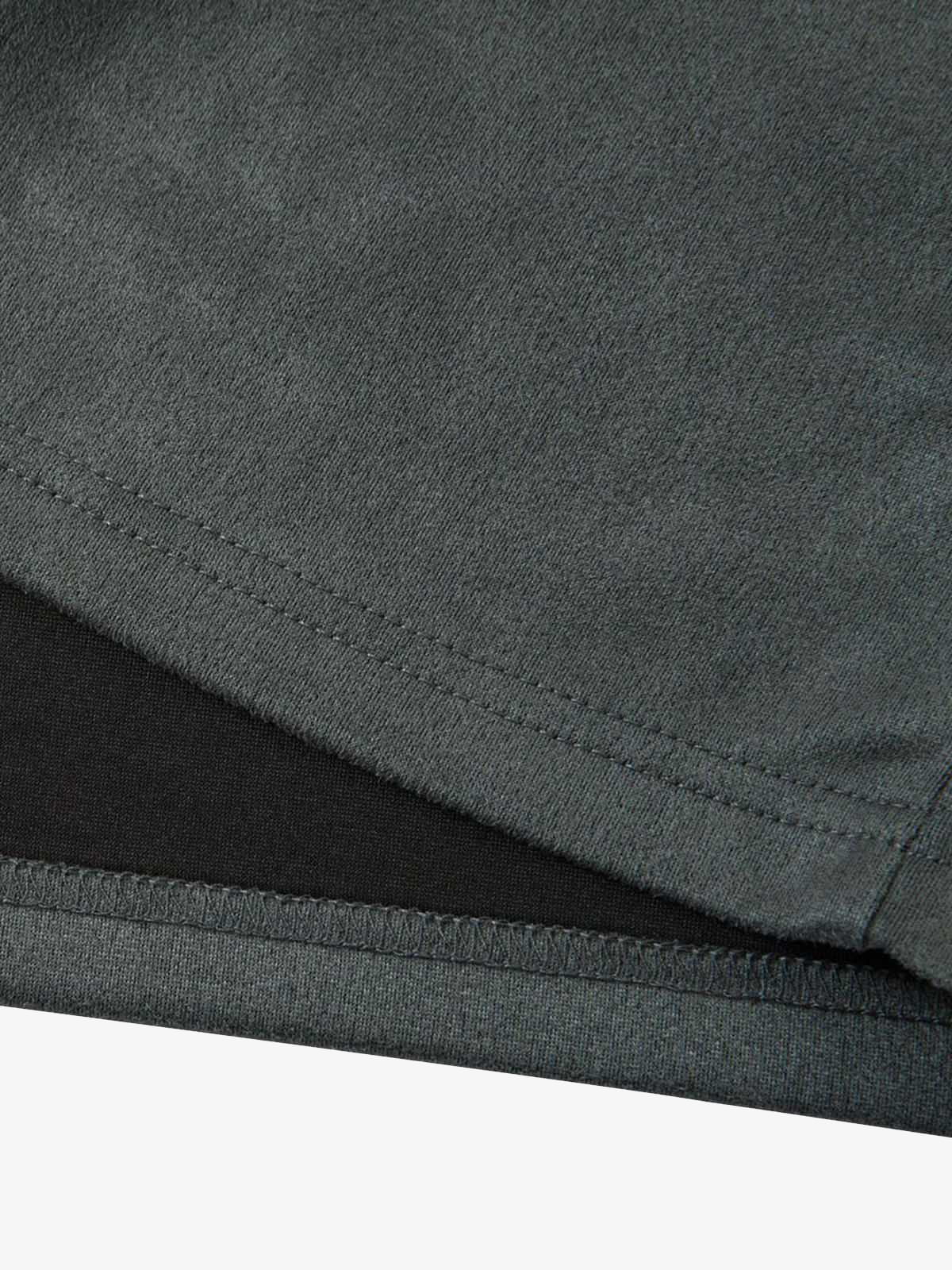 Retro Quarter Zip Up Suede Embroidered T-shirt 