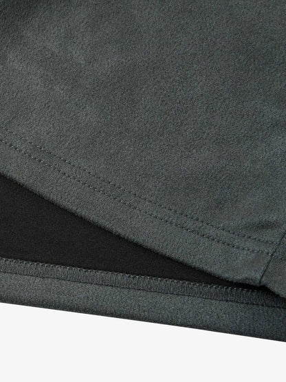 Retro Quarter Zip Up Suede Embroidered T-shirt 