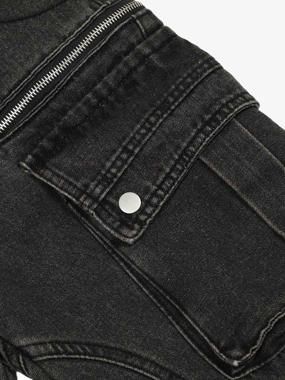 Washed Multi-Pocket Bootcut Jeans 