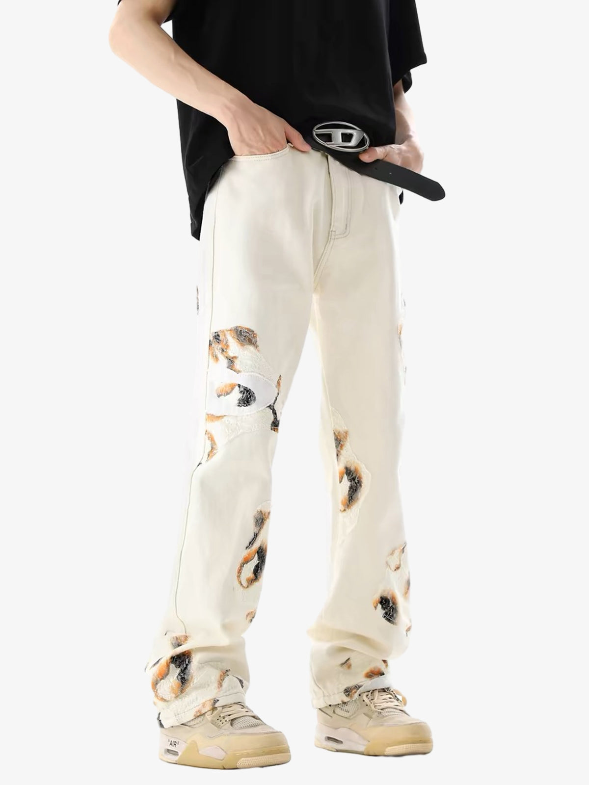 Thesupermade American Retro Lace Patchwork Jeans 