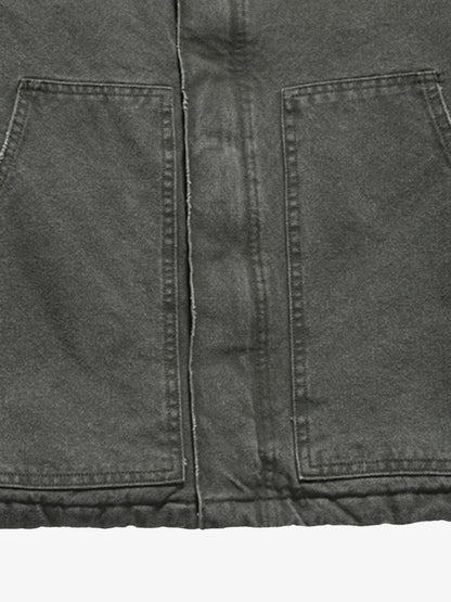 Vintage Washed Distressed Quilted Work Jacket 