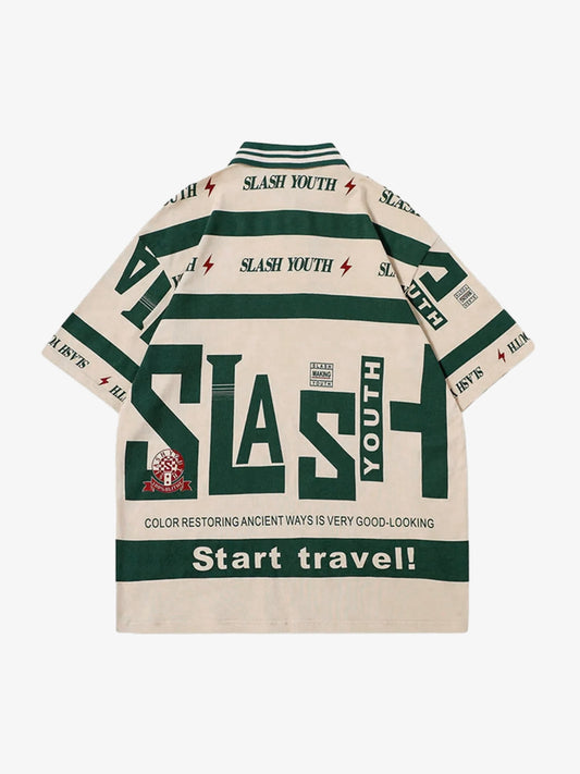 Thesupermade Contrast Color Slash Polo Shirt 