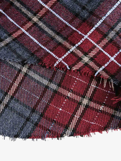 Retro Faux Two-Piece Plaid Shirt 