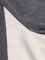 Suede Contrast Color Spliced Letter Embroidery Oversize T-shirt 
