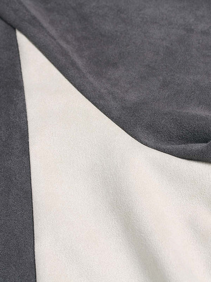 Suede Contrast Color Spliced Letter Embroidery Oversize T-shirt 