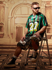 Original Retro Striped Spliced Sports Jersey T-Shirt - 2422 