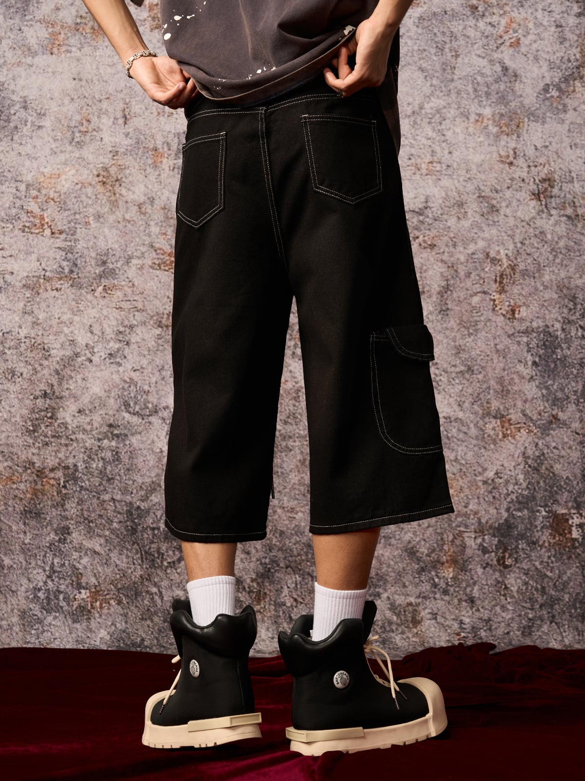 Denim Welt-Embellished Cargo Jorts - 2408 