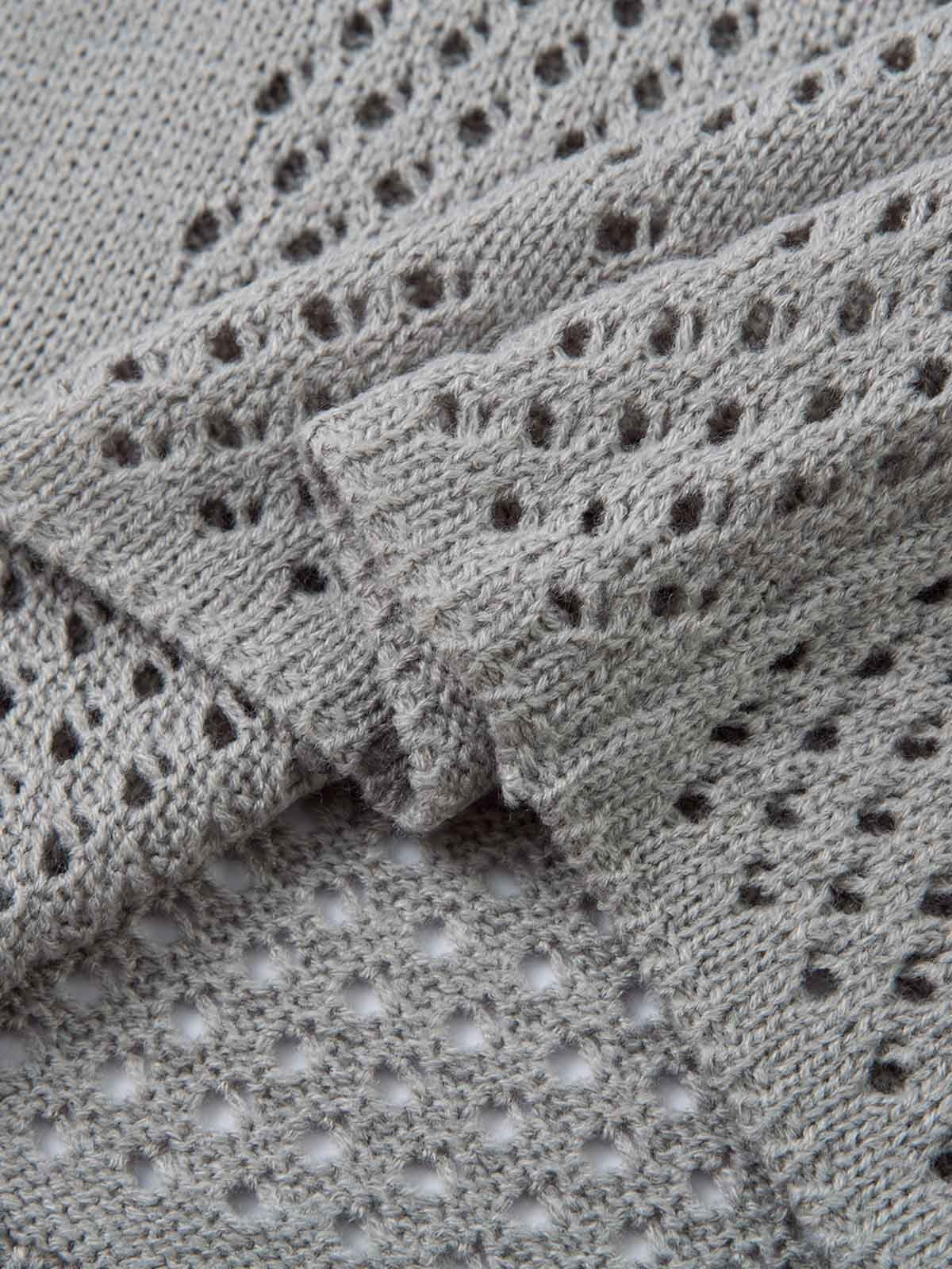 Openwork Knit Short-Sleeve Sweater 