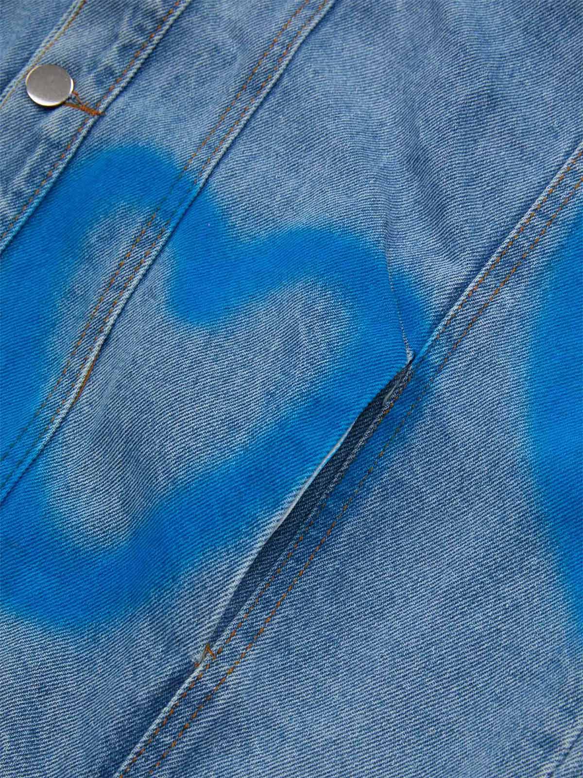 American Spray-painted Love Sleeveless Denim Jacket - 1972 