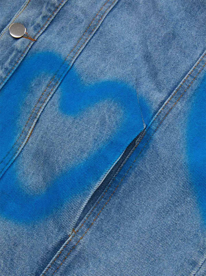 American Spray-painted Love Sleeveless Denim Jacket - 1972 