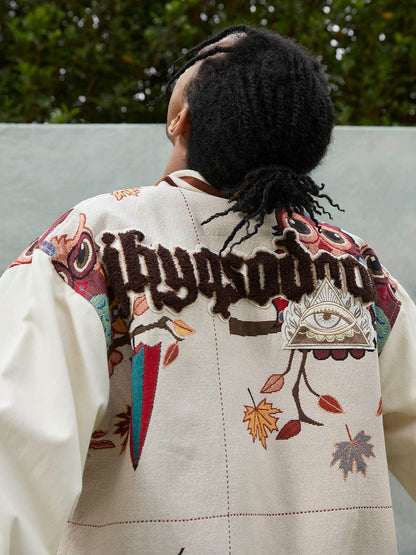 Thesupermade Owl Patch Embroidered Baseball Jersey 