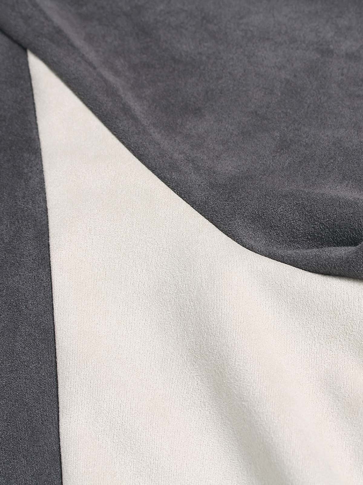 Suede Contrast Color Spliced Letter Embroidery Oversize T-shirt 
