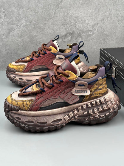 Stitching Letter Tire Sole Platform Sneakers - 2335 