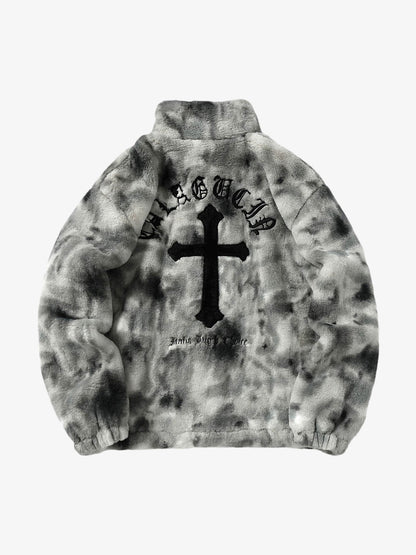Heavy-Duty Faux Lambswool Tie-Dye Urban Jacket - 1558 