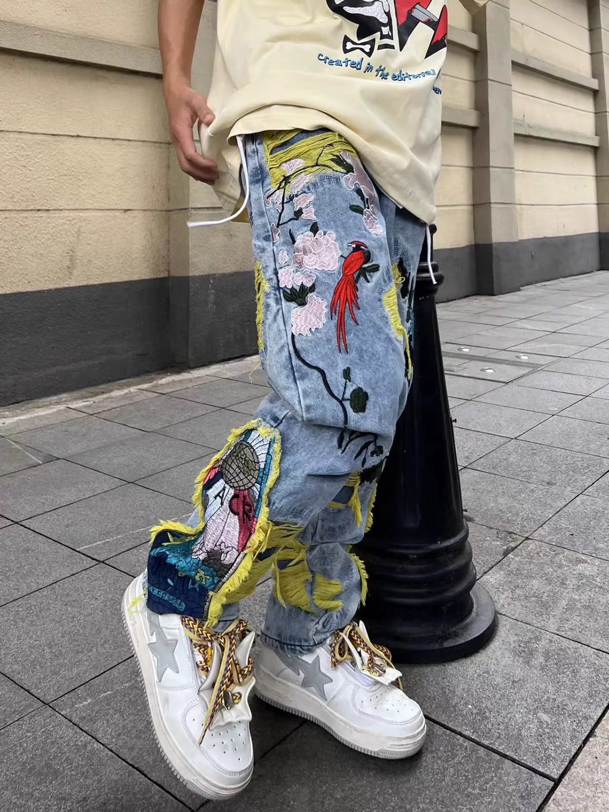 Thesupermade Plum Embroidery Jeans - 1618 