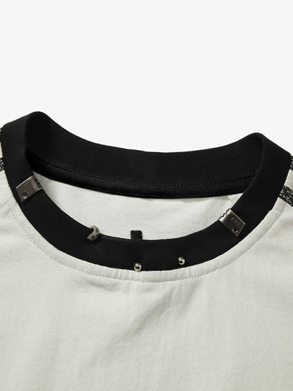 Heavy Washed Street Metal Collar T-shirt 