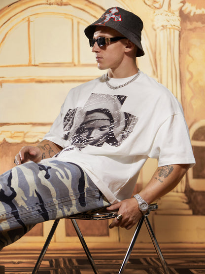 Cross And Portrait Denim Bucket Hat 