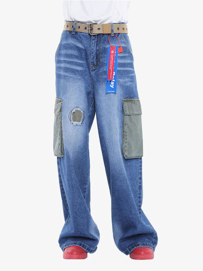Thesupermade Homemade Large Pocket Cargo Jeans 
