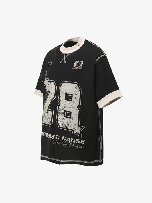 Distressed NO. 28 Jersey T-Shirt - 2442 