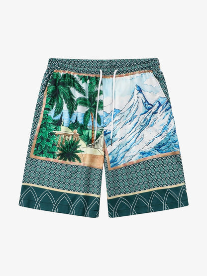 Mountain Coconut Printed Hip-Hop Short Set 