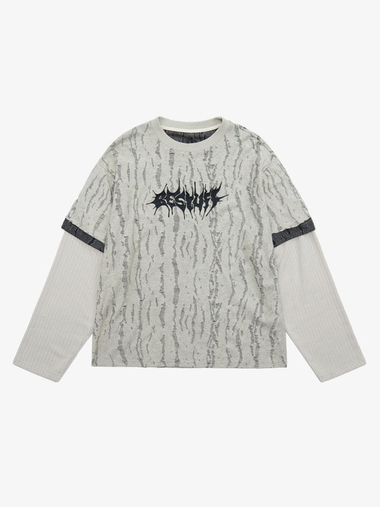 Thesupermade Faux Two-piece Distressed Woolen T-shirt - 2005 