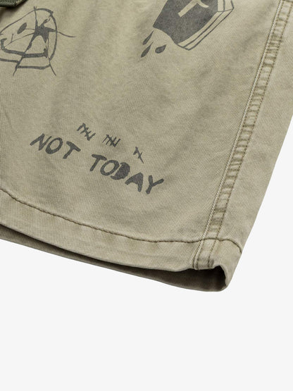 Graphic Print Drawstring Shorts 