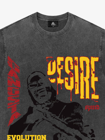 Retro Letter Protrait Graphic Print T-Shirt 