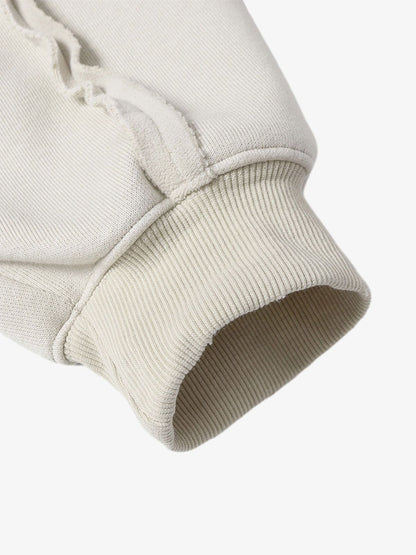 Thesupermade Distressed Patchwork Velvet Cardigan Hooded Sweatshirt 