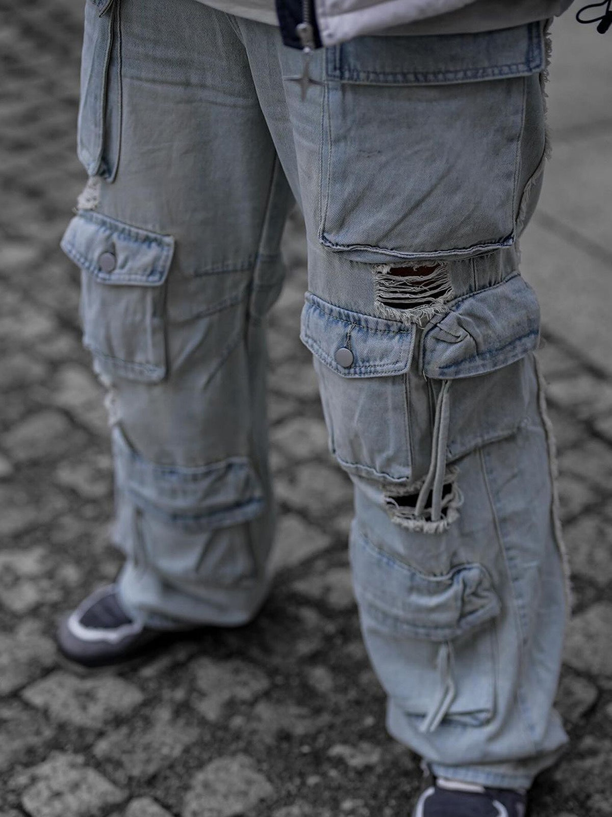 Washed Multi-pocket Work Cargo Jeans | Thesupermade®
