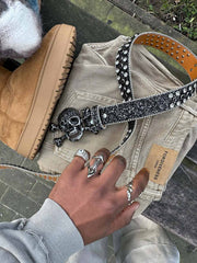 Thesupermade Rhinestone Skull Belt - 1668 
