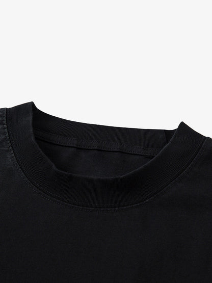 Heavy Cotton Washed Cross Shield Print T-shirt 