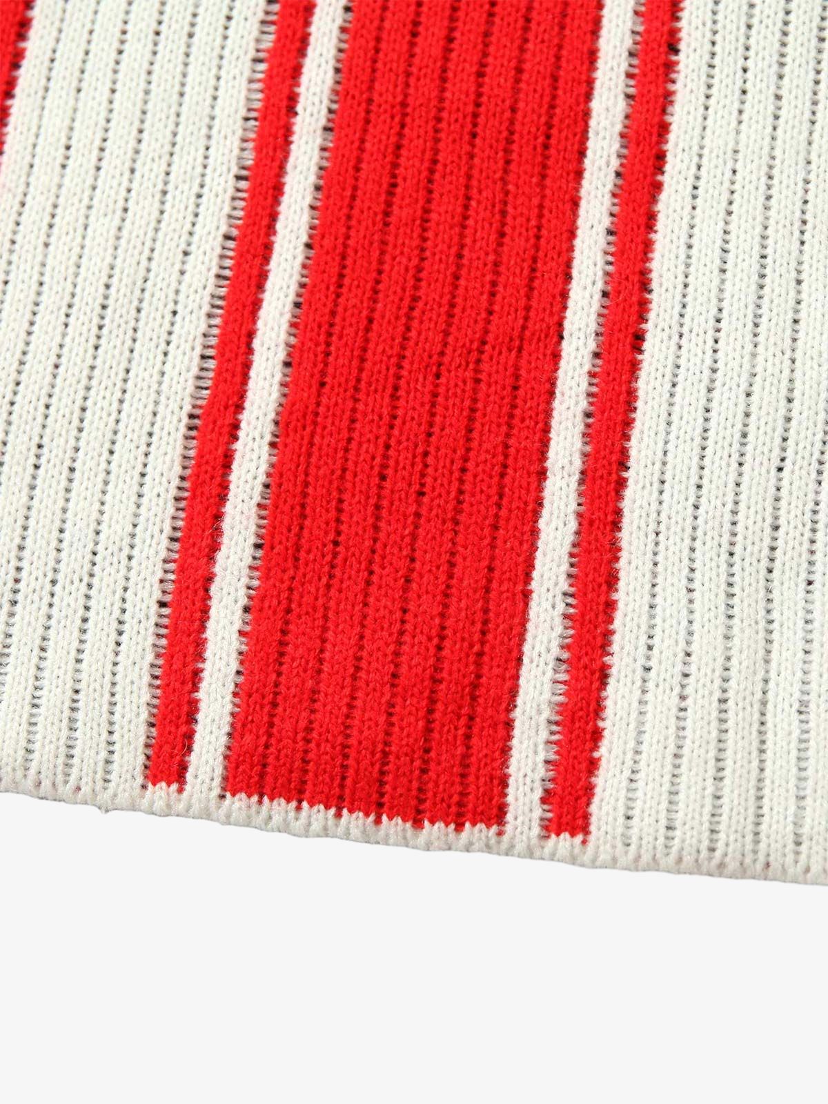 Thesupermade Vintage Striped Baseball Short-sleeved Knit Sweater - 2249 