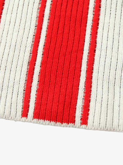 Thesupermade Vintage Striped Baseball Short-sleeved Knit Sweater - 2249 