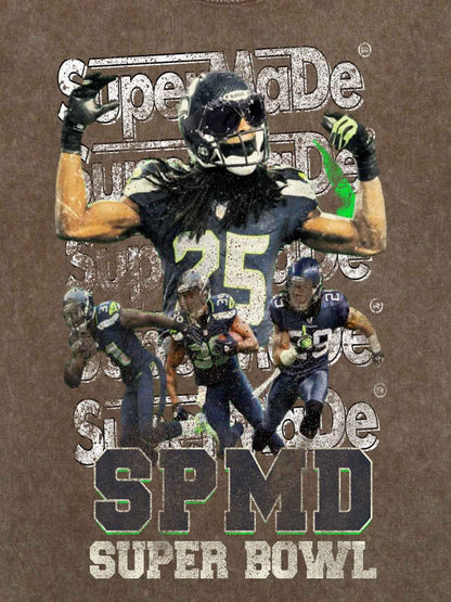 Super Bowl Football Print T-shirt - 2309 