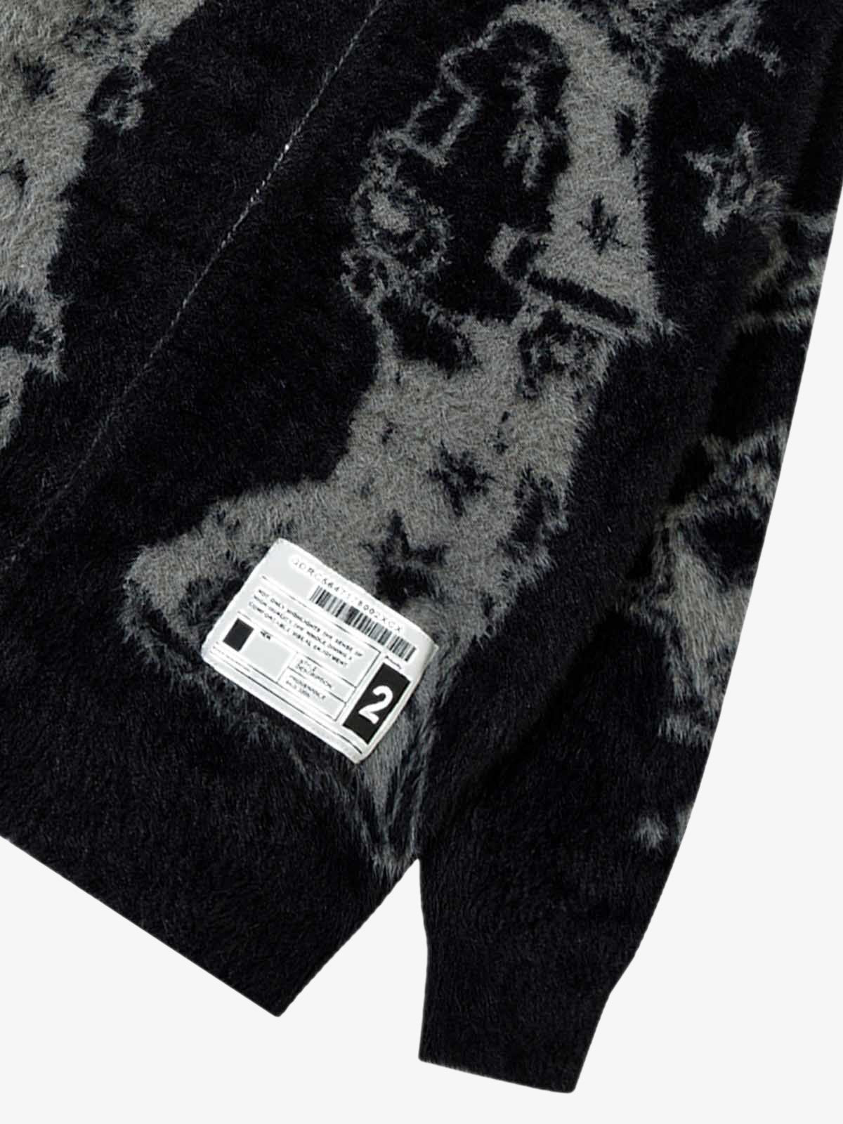 Thesupermade Graffiti Faux Mink Fur Zip Up Sweater 