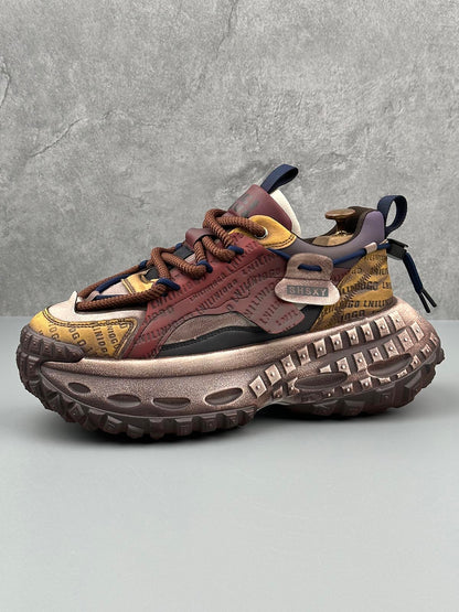 Stitching Letter Tire Sole Platform Sneakers - 2335 