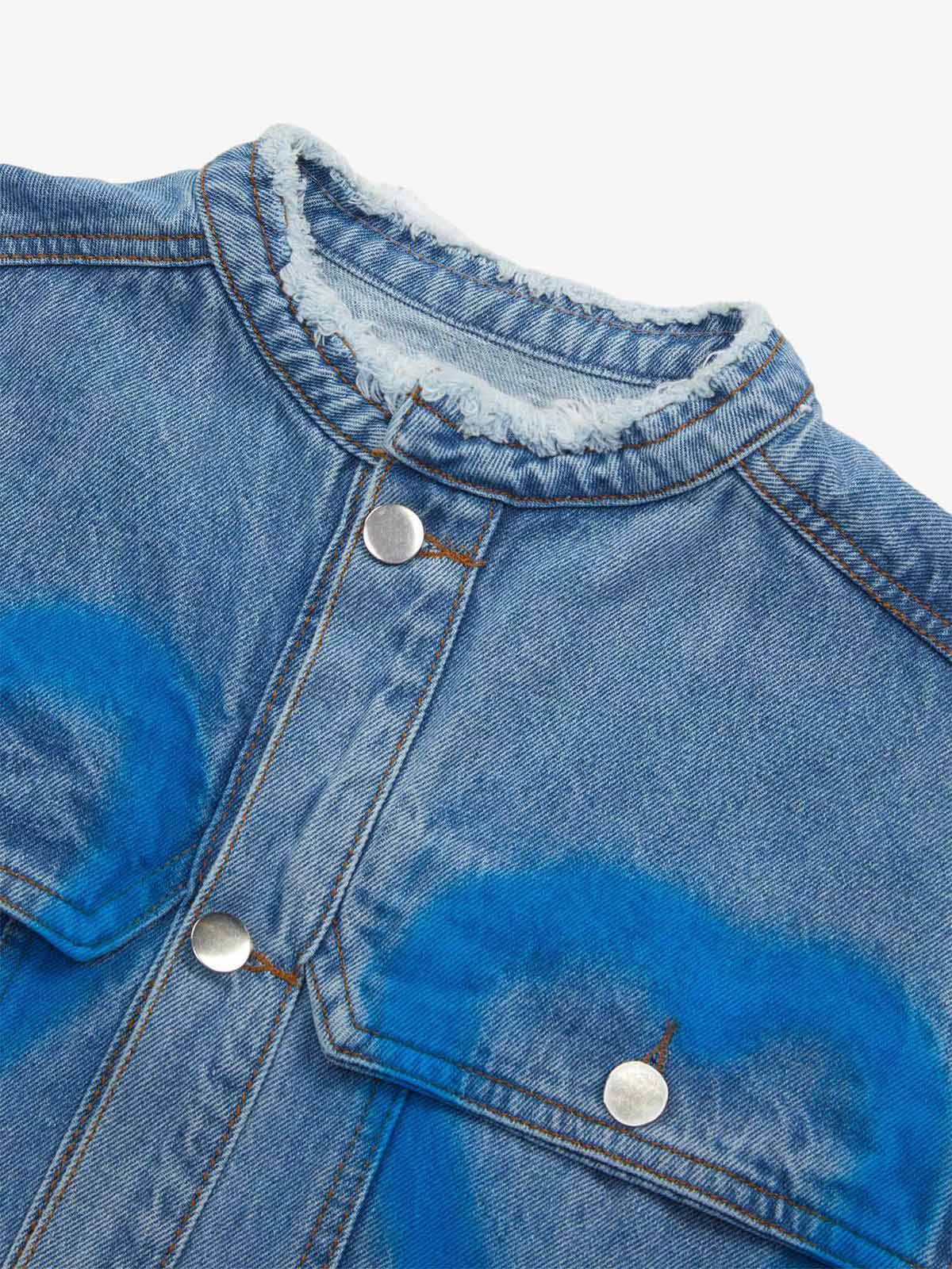 American Spray-painted Love Sleeveless Denim Jacket - 1972 