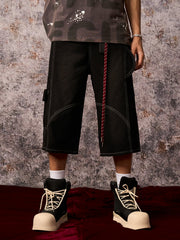 Denim Welt-Embellished Cargo Jorts - 2408 