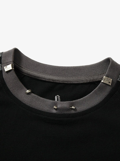 Heavy Washed Street Metal Collar T-shirt 