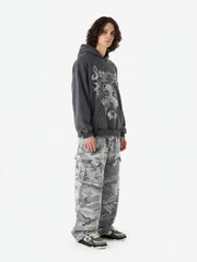 Snow Camouflage Machete Wide-Leg Cargo Barrel Pants - 2548 