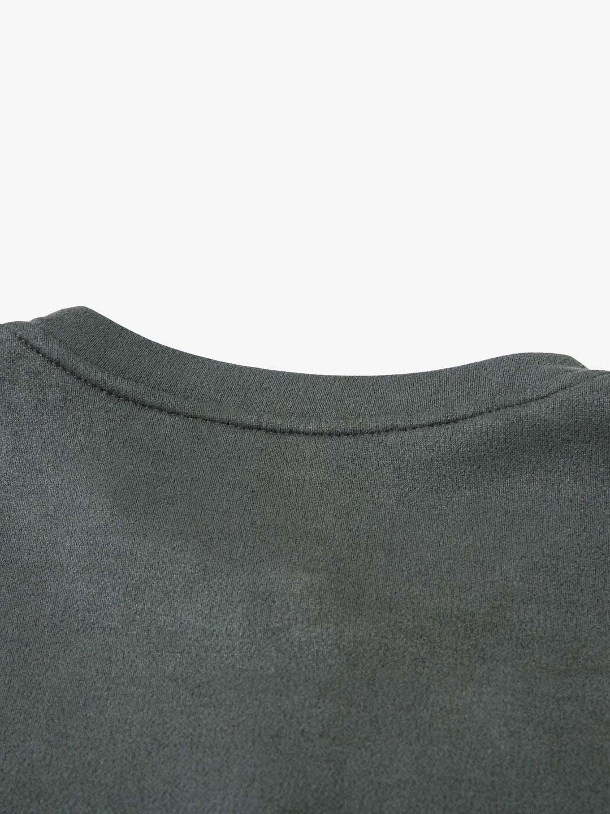 Retro Quarter Zip Up Suede Embroidered T-shirt 