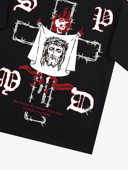 Original Skull and Jesus  Print T-Shirt 