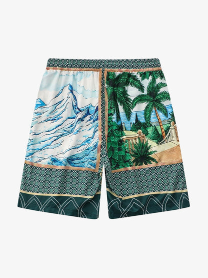 Mountain Coconut Printed Hip-Hop Short Set 