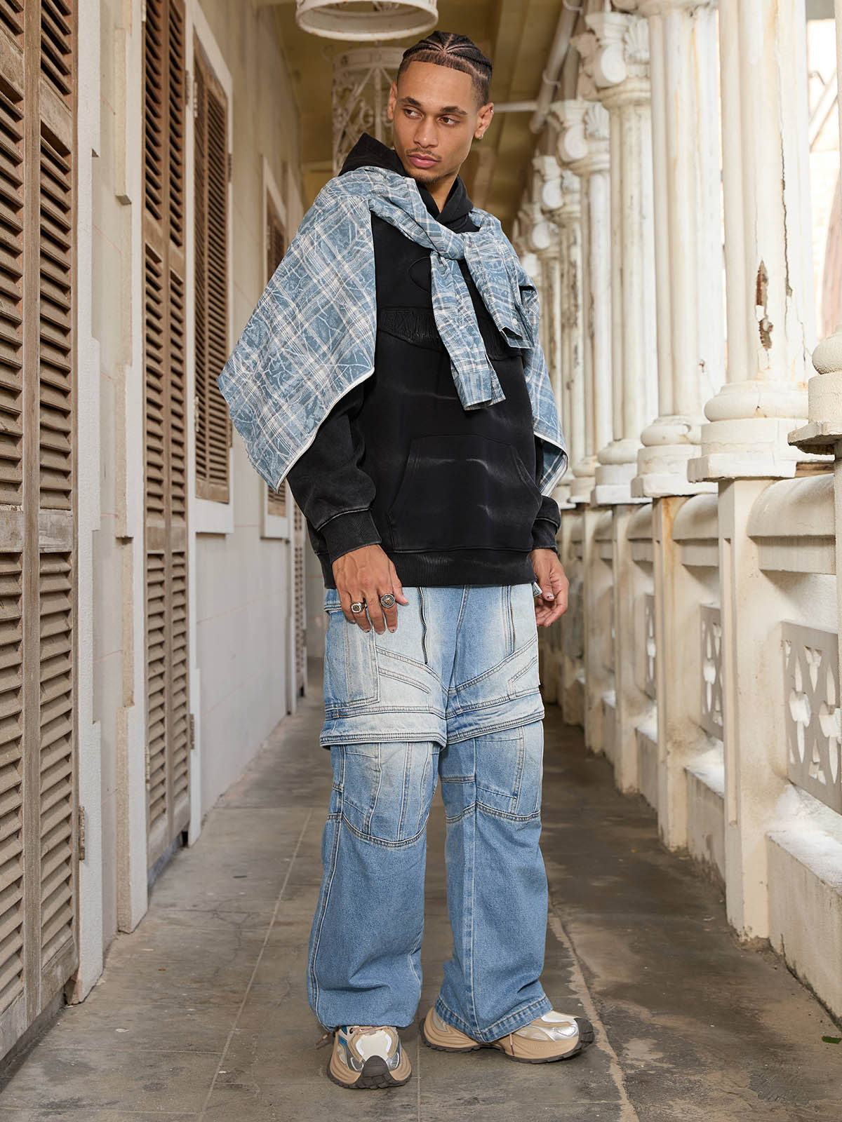 Thesupermade Tie-dye Contrasting Print Pullover Hoodie 