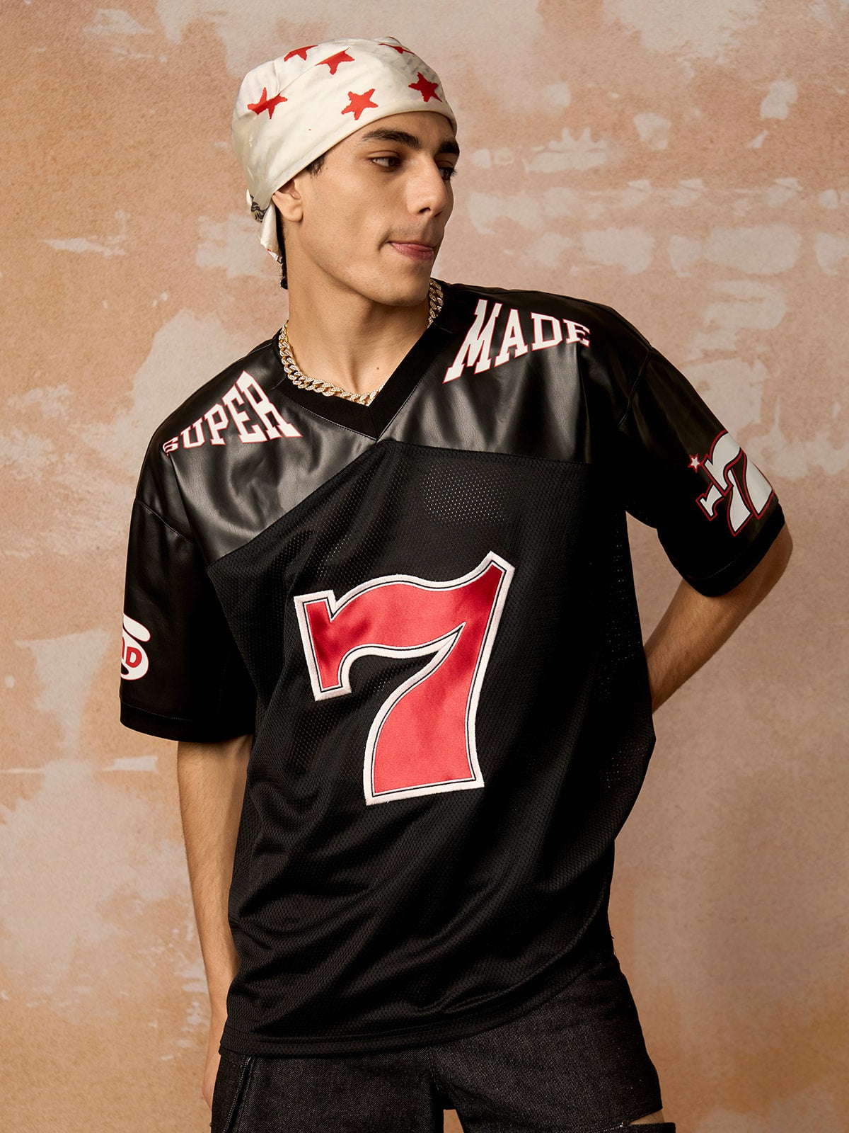 Original "SUPER 7" V-Neck Jersey T-SHIRT 